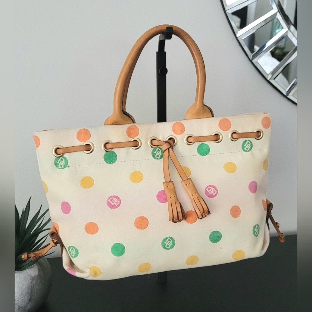 Dooney & Bourke Polka Dot Tote - Cream, Orange, Pink, Green